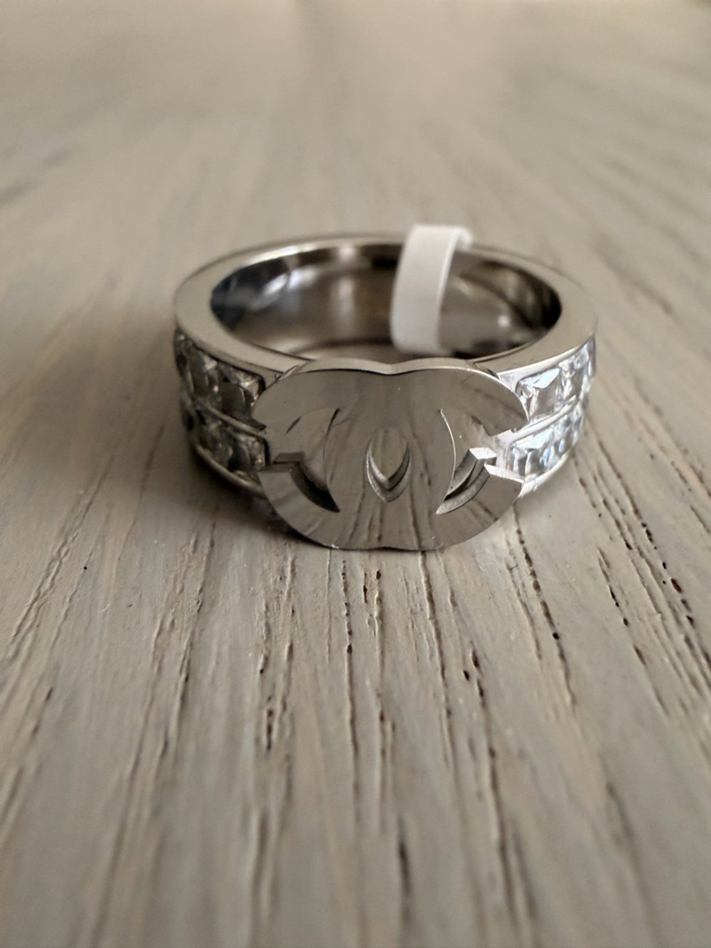 Fashion Women’s Designer Ring Titanium Steel Luxury Printed “C” Size: 8 (P63)